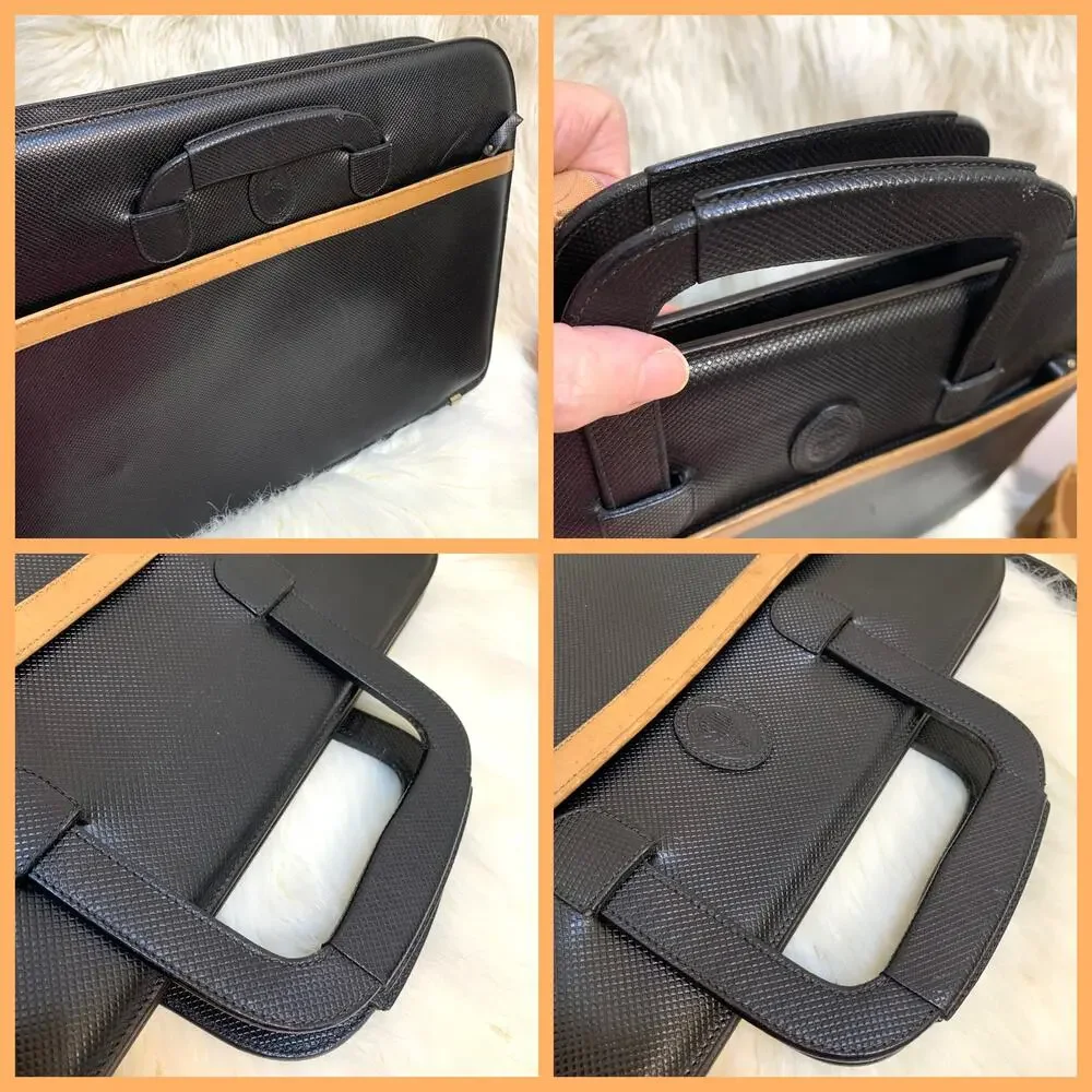 MARK CROSS Vintage Black Cross Hatch Analine Leather Briefbag Briefcase MI ITALY
